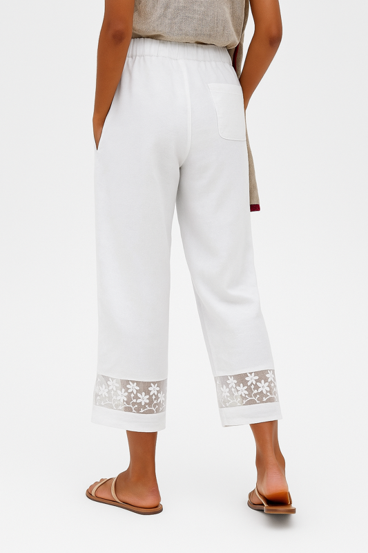 Cotton Pants Women's - Lace Trim Detail