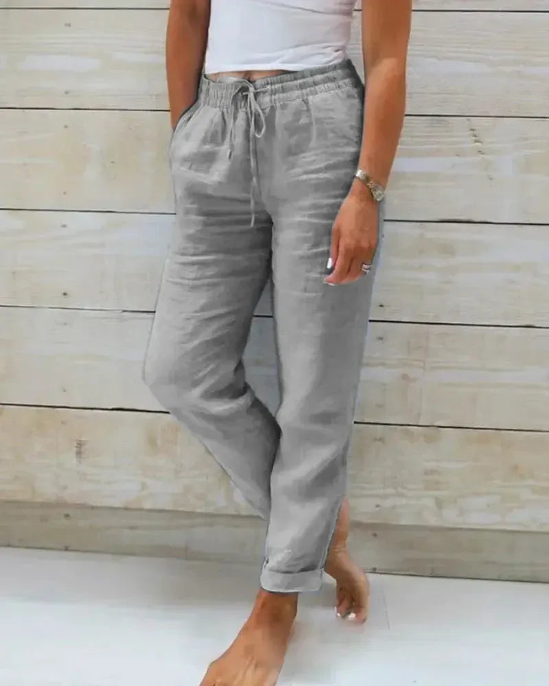 Stretch Pants Women's - Elegant Cotton Linen