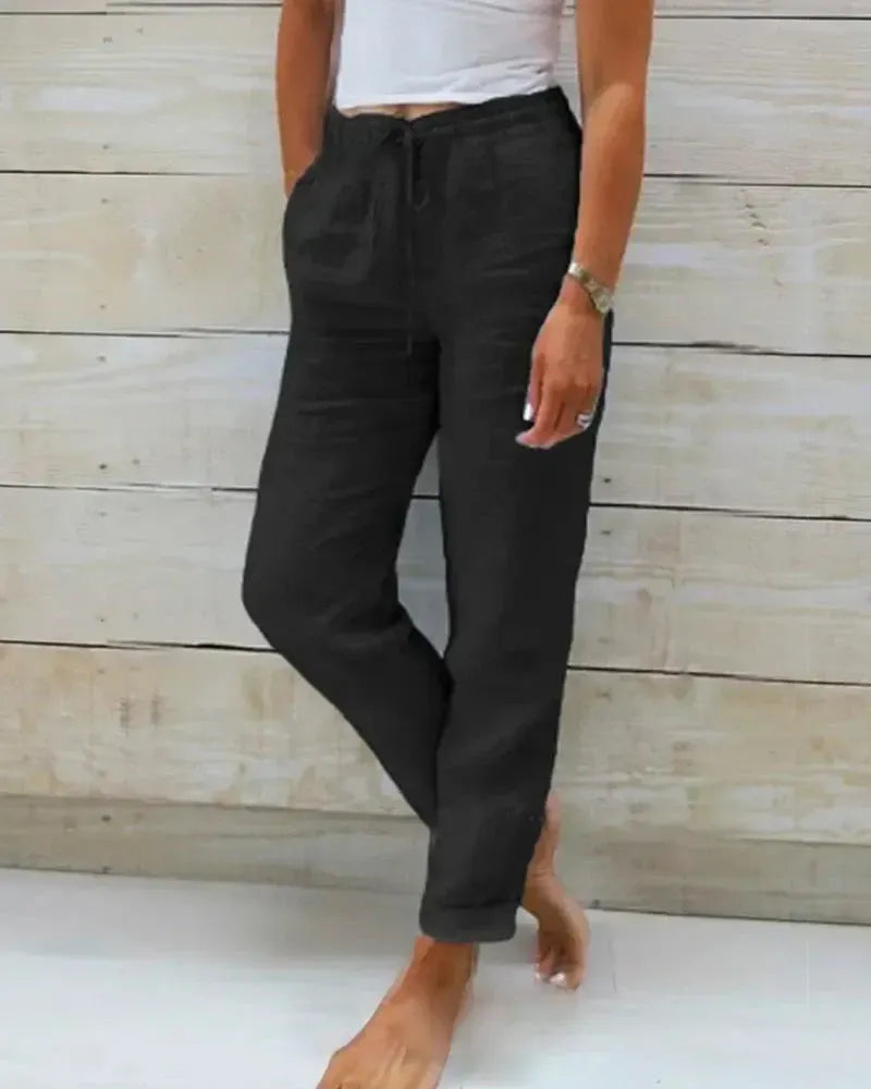 Stretch Pants Women's - Elegant Cotton Linen