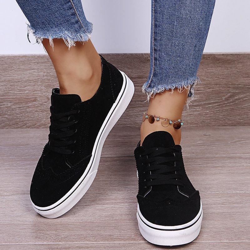 Stylish Lace-up Sneakers on Flat Sole