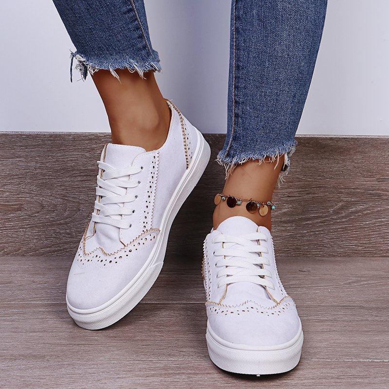 Stylish Lace-up Sneakers on Flat Sole