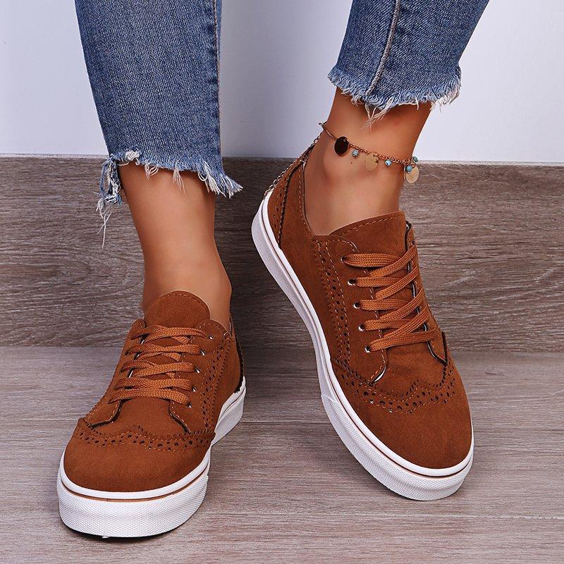 Stylish Lace-up Sneakers on Flat Sole