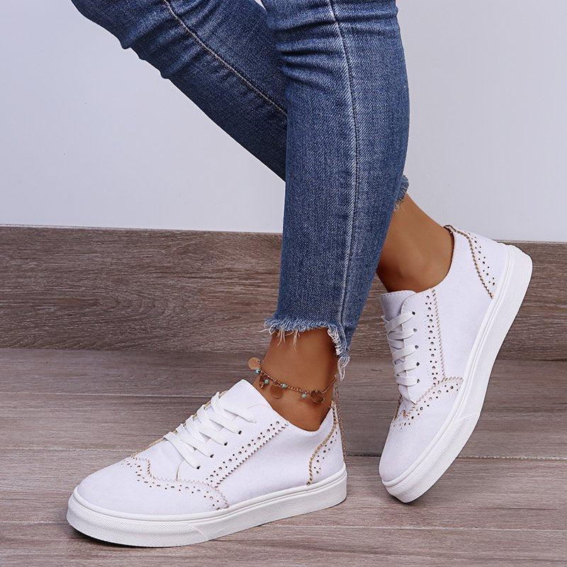 Stylish Lace-up Sneakers on Flat Sole