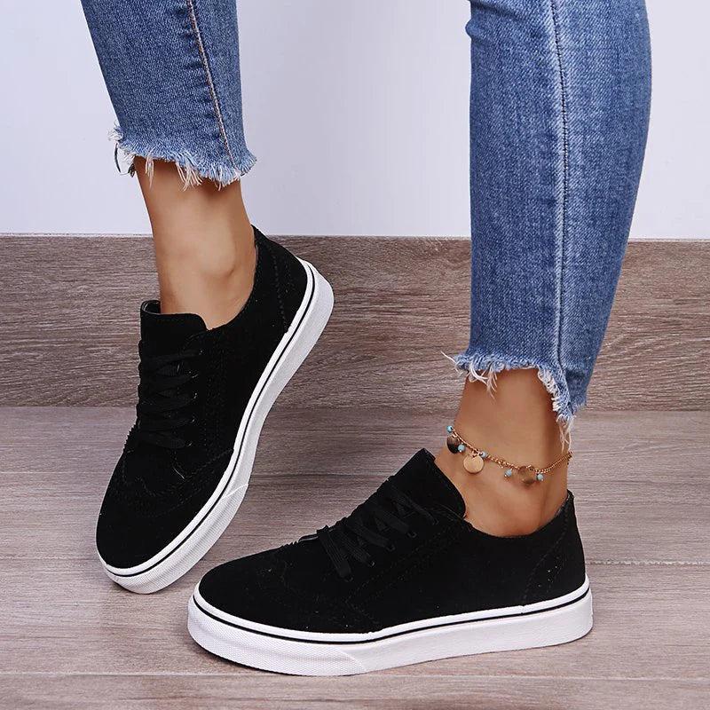 Stylish Lace-up Sneakers on Flat Sole