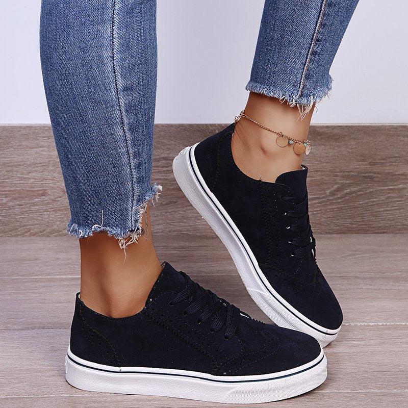 Stylish Lace-up Sneakers on Flat Sole
