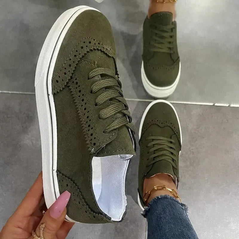 Stylish Lace-up Sneakers on Flat Sole