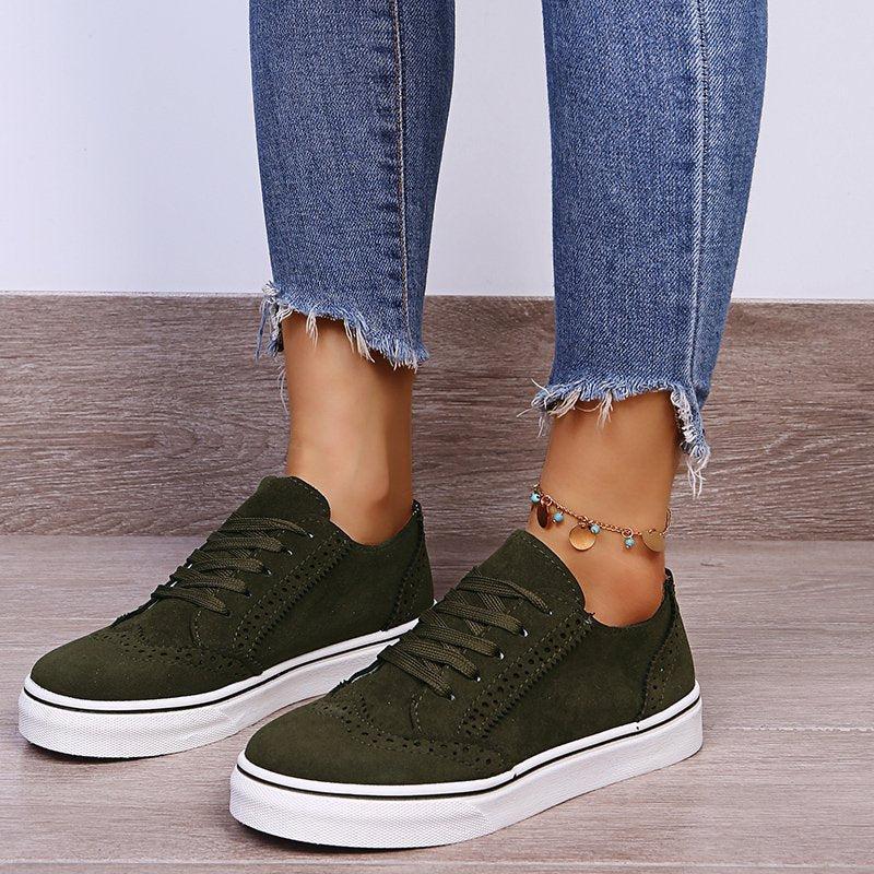 Stylish Lace-up Sneakers on Flat Sole