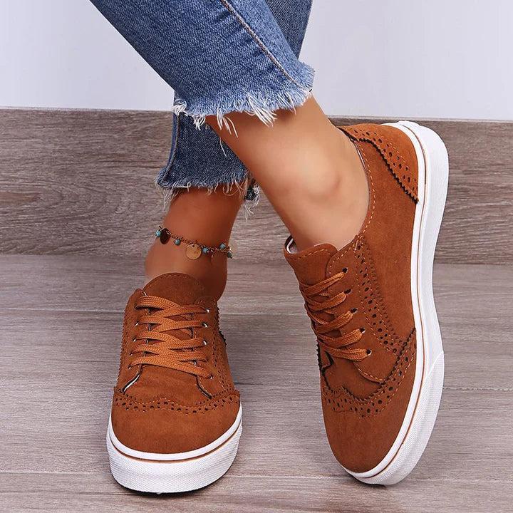 Stylish Lace-up Sneakers on Flat Sole