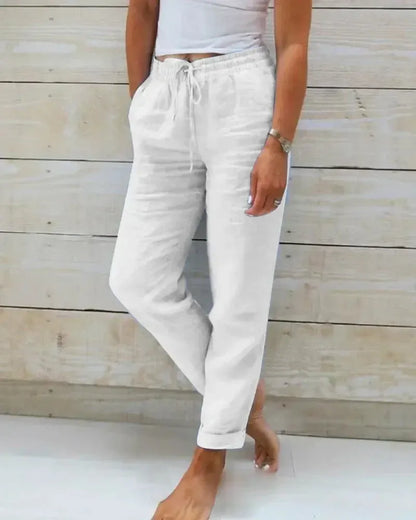 Stretch Pants Women's - Elegant Cotton Linen