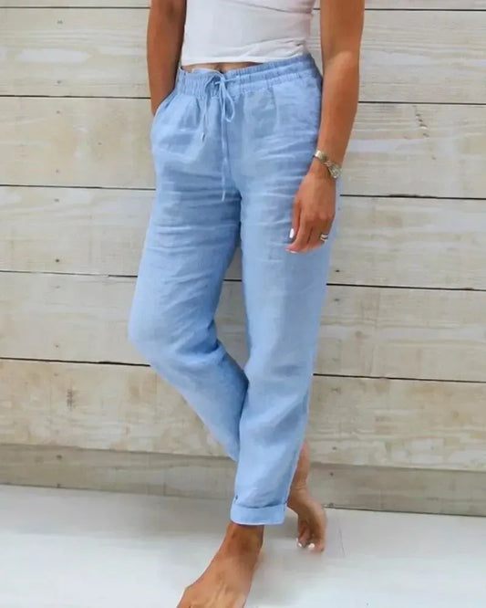 Stretch Pants Women's - Elegant Cotton Linen