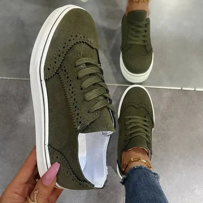 Stylish Lace-up Sneakers on Flat Sole